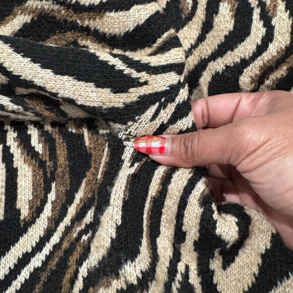 ZARA Safari Stripe Zebra Inspired Black Brown Tan Thick Cardigan (Size S) - Picture 15 of 15